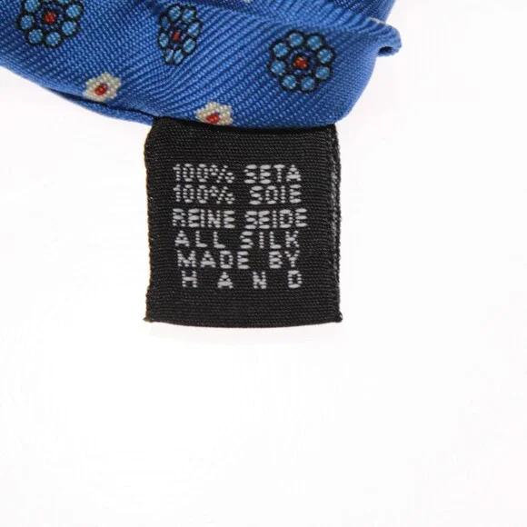 Drake's NWT Neck Tie in Blue with White & Orange Mini Floral Print 100% Silk